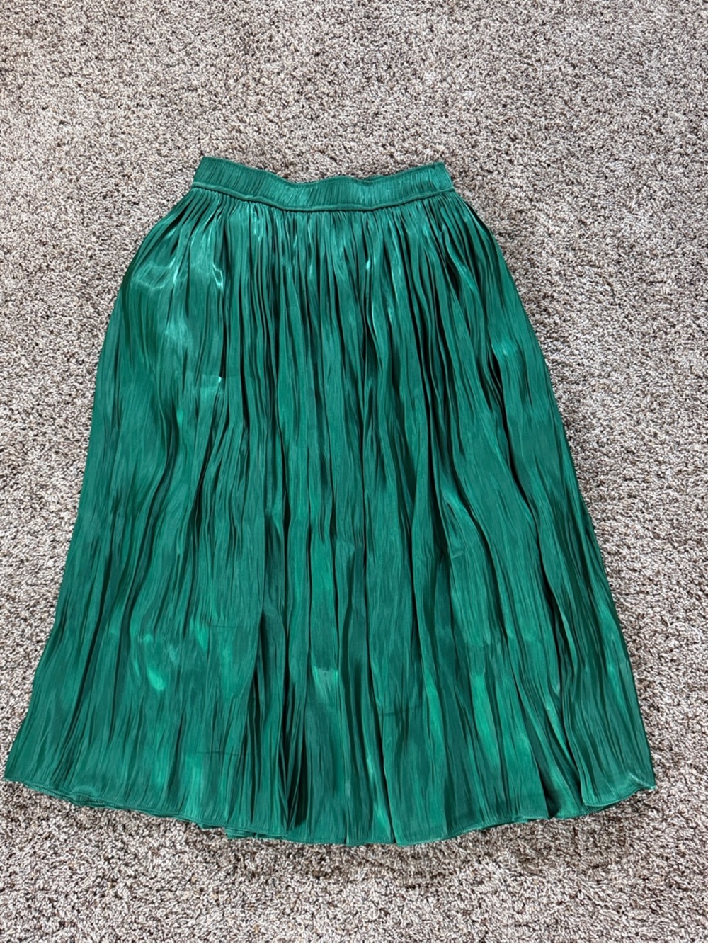 NWOT Emerald Green Pleated Midi Skirt